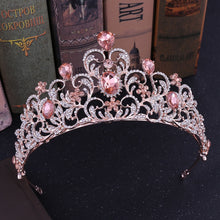 Stunning Rose Gold or White Gold & Colorful Crystal Bridal Crown / Party Tiara (Multiple Colors)
