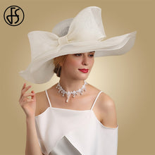FS Elegant Linen Wedding Hat with Oversized Bowknot (3 colors)