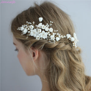 Handmade Delicate Porcelain Flower Bridal / Prom Hair Combs or Hair Pins